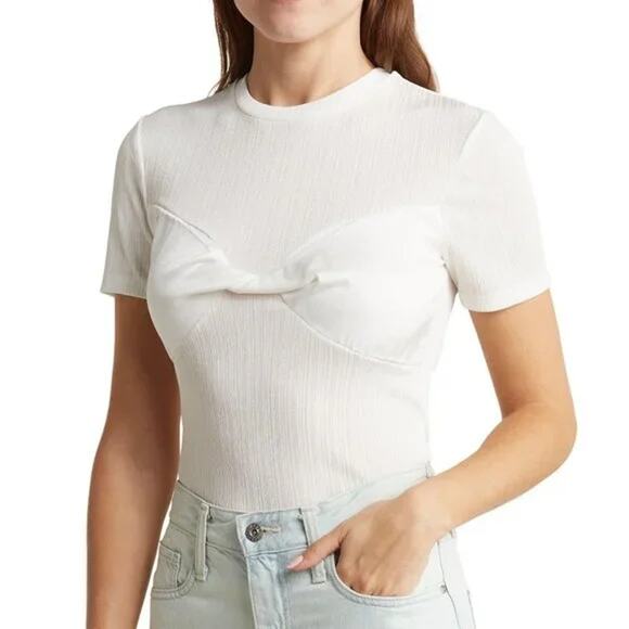 NEW NSR Purple Short Sleeve Silky Sateen Twist Front T-Shirt Size XL - Picture 6 of 6